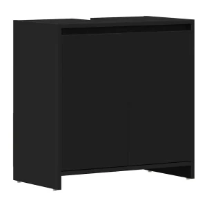 Badkamerkast 60x33x61 cm bewerkt hout zwart Badkamerkast 60x33x61 cm bewerkt hout zwart