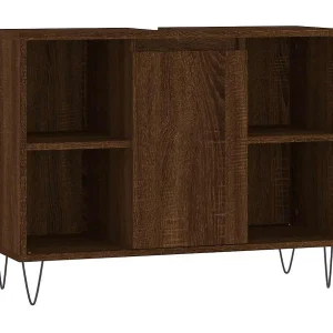 Badkamerkast 80x33x60 cm bewerkt hout bruin eikenkleur Badkamerkast 80x33x60 cm bewerkt hout bruin eikenkleur