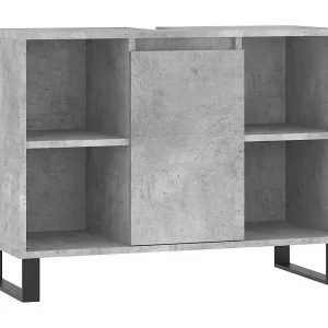 Badkamerkast 80x33x60 cm bewerkt hout betongrijs Badkamerkast 80x33x60 cm bewerkt hout betongrijs