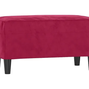 Bankje 70x35x41 cm fluweel wijnrood