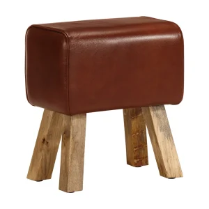 Bankje turnbok 38 cm echt leer en massief mangohout bruin Bankje turnbok 38 cm echt leer en massief mangohout bruin