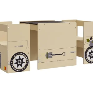3-delige Kindertafel- en stoelenset off-road-auto-ontwerp MDF 3-delige Kindertafel- en stoelenset off-road-auto-ontwerp MDF