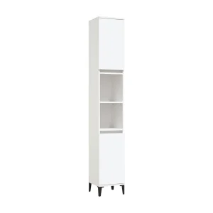 Badkamerkast 30x30x190 cm bewerkt hout wit