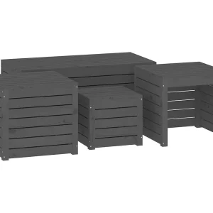 4-delige Tuinboxset massief grenenhout grijs 4-delige Tuinboxset massief grenenhout grijs
