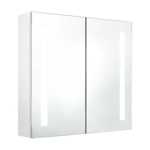 Badkamerkast met spiegel en LED 62x14x60 cm glanzend wit Badkamerkast met spiegel en LED 62x14x60 cm glanzend wit