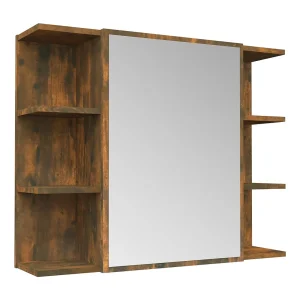 Badkamerspiegelkast 80×20,5×64 cm bewerkt hout gerookt eiken Badkamerspiegelkast 80×20,5×64 cm bewerkt hout gerookt eiken