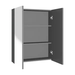 Badkamerkast met spiegel 60x15x75 cm MDF antracietkleurig Badkamerkast met spiegel 60x15x75 cm MDF antracietkleurig