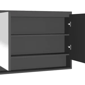 Badkamerkast met spiegel 80x15x60 cm MDF antracietkleurig Badkamerkast met spiegel 80x15x60 cm MDF antracietkleurig