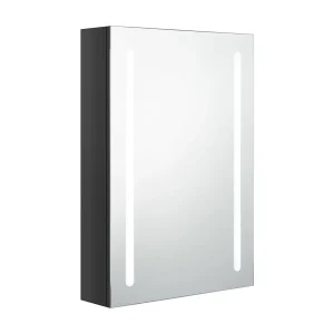 Badkamerkast met spiegel en LED 50x13x70 cm glanzend zwart
