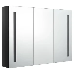 Badkamerkast met spiegel en LED 89x14x62 cm glanzend zwart Badkamerkast met spiegel en LED 89x14x62 cm glanzend zwart
