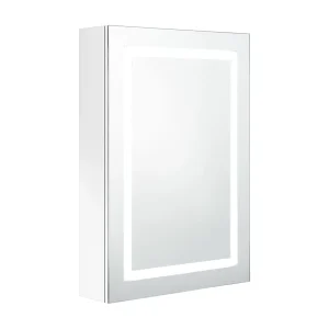 Badkamerkast met spiegel en LED 50x13x70 cm glanzend wit