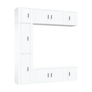 7-delige Tv-meubelset bewerkt hout wit