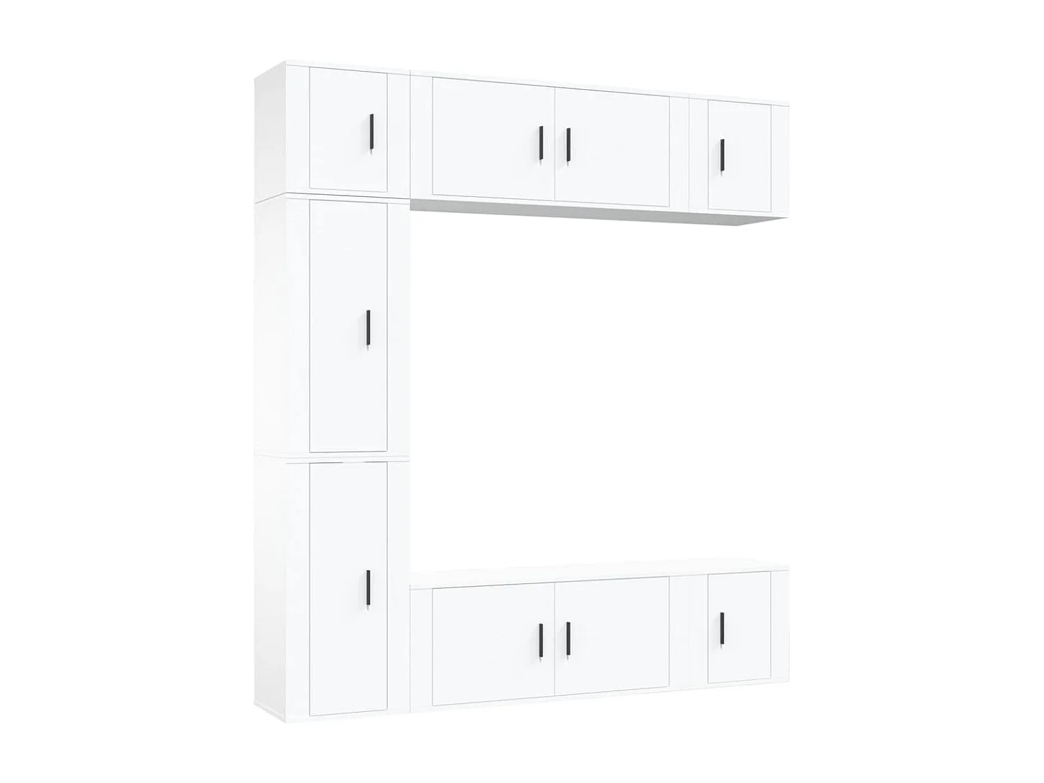 7-delige Tv-meubelset bewerkt hout wit