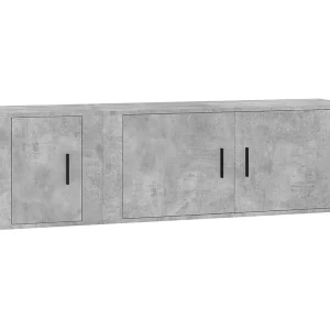 2-delige Tv-meubelset bewerkt hout betongrijs 2-delige Tv-meubelset bewerkt hout betongrijs