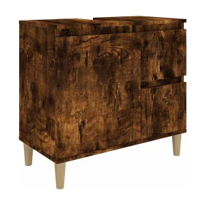 Badkamerkast 65x33x60 cm bewerkt hout gerookt eikenkleurig Badkamerkast 65x33x60 cm bewerkt hout gerookt eikenkleurig