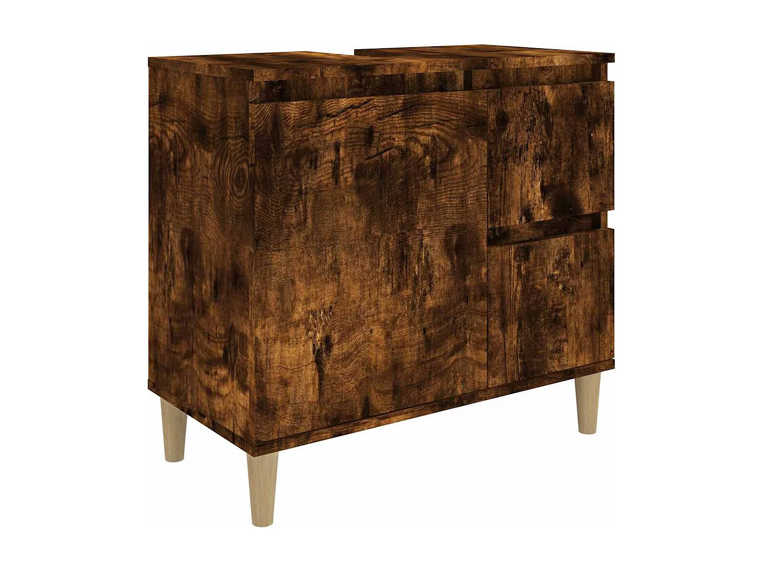Badkamerkast 65x33x60 cm bewerkt hout gerookt eikenkleurig