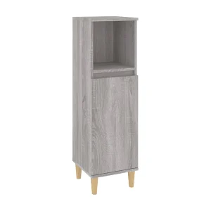 Badkamerkast 30x30x100 cm bewerkt hout grijs sonoma eikenkleur