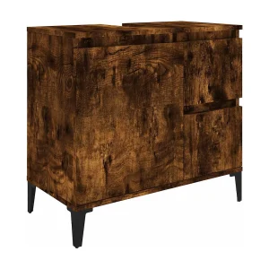 Badkamerkast 65x33x60 cm bewerkt hout gerookt eikenkleurig Badkamerkast 65x33x60 cm bewerkt hout gerookt eikenkleurig