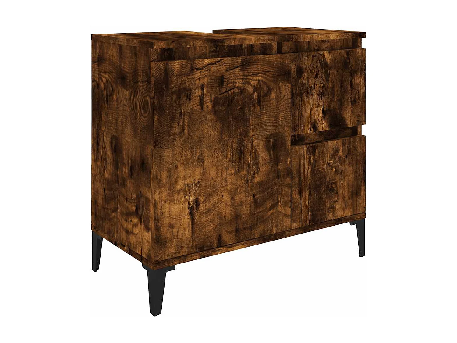 Badkamerkast 65x33x60 cm bewerkt hout gerookt eikenkleurig