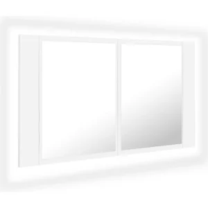 Badkamerkast met spiegel en LED 80x12x45 cm acryl wit Badkamerkast met spiegel en LED 80x12x45 cm acryl wit