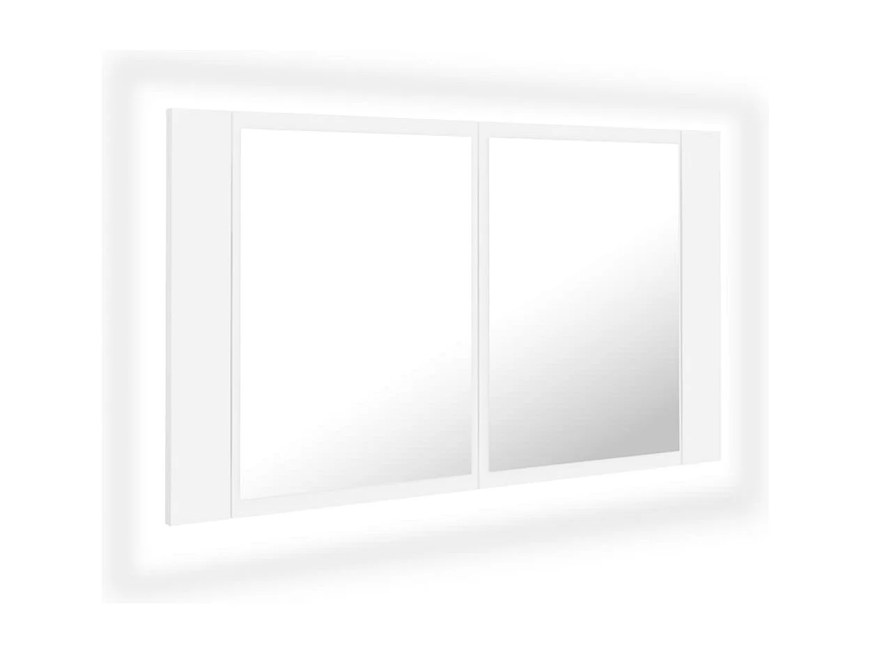 Badkamerkast met spiegel en LED 80x12x45 cm acryl wit