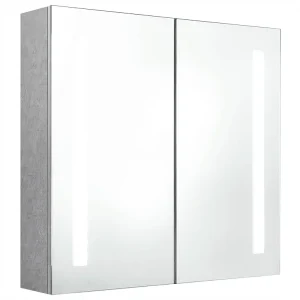 Badkamerkast met spiegel en LED 62x14x60 cm betongrijs Badkamerkast met spiegel en LED 62x14x60 cm betongrijs