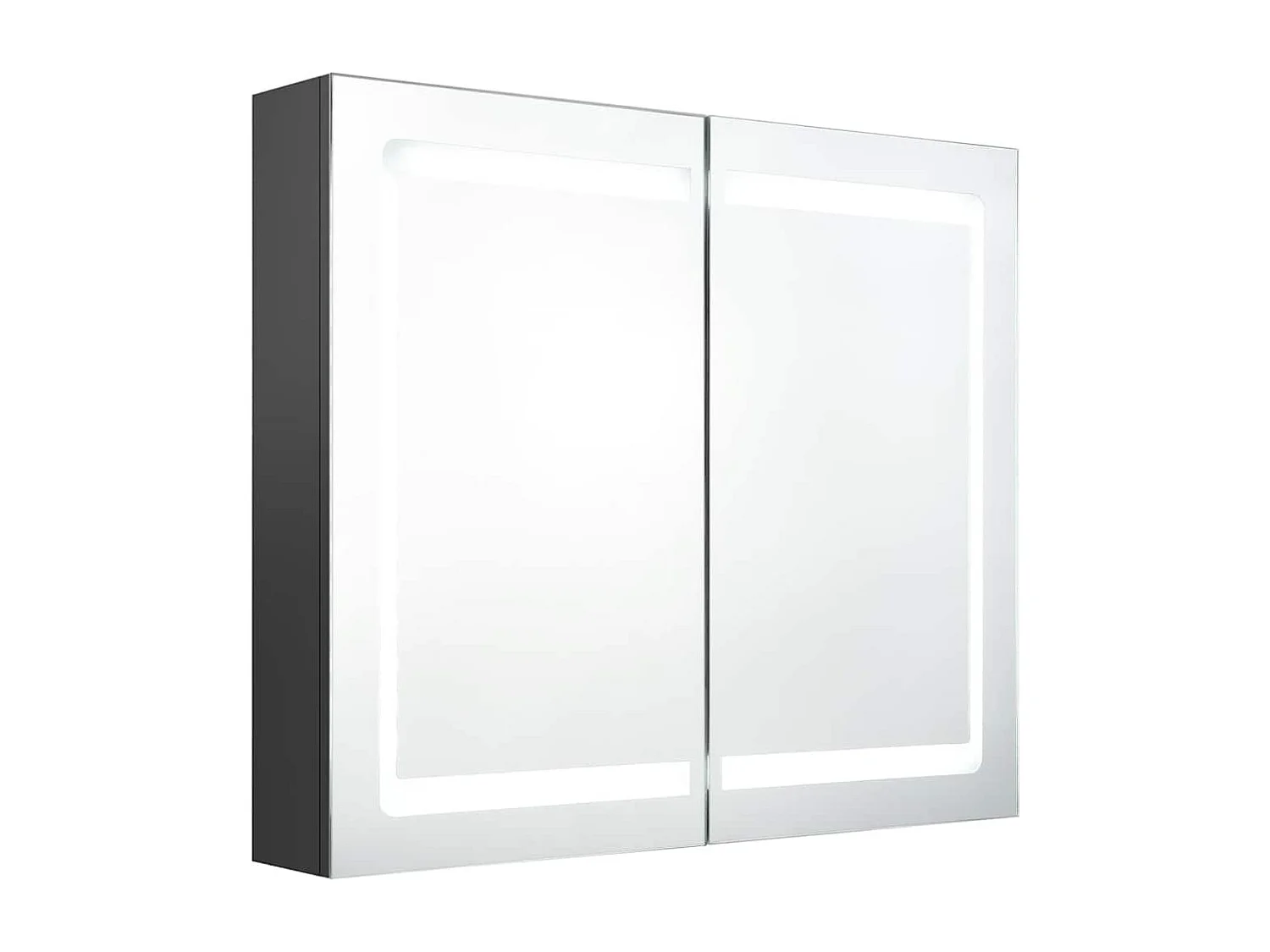 Badkamerkast met spiegel en LED 80x12x68 cm grijs
