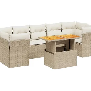 8-delige Loungeset met kussens poly rattan beige 8-delige Loungeset met kussens poly rattan beige