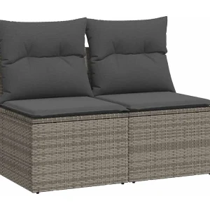 2-delige Loungeset met kussens poly rattan acacia grijs 2-delige Loungeset met kussens poly rattan acacia grijs