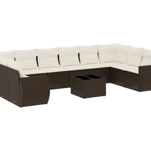 11-delige Loungeset met kussens poly rattan bruin 11-delige Loungeset met kussens poly rattan bruin