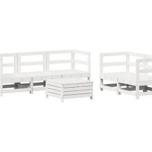 6-delige Loungeset massief grenenhout wit 6-delige Loungeset massief grenenhout wit