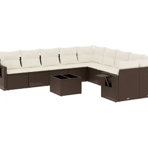 11-delige Loungeset met kussens poly rattan bruin 11-delige Loungeset met kussens poly rattan bruin