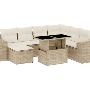 8-delige Loungeset met kussens poly rattan beige 8-delige Loungeset met kussens poly rattan beige