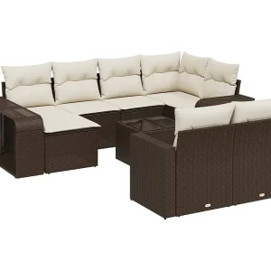 11-delige Loungeset met kussens poly rattan bruin 11-delige Loungeset met kussens poly rattan bruin