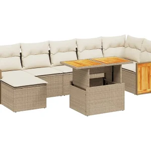 8-delige Loungeset met kussens poly rattan beige 8-delige Loungeset met kussens poly rattan beige