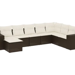 8-delige Loungeset met kussens poly rattan bruin 8-delige Loungeset met kussens poly rattan bruin