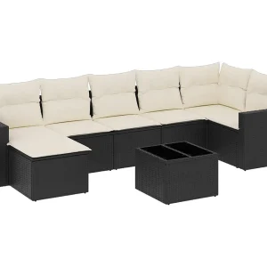 8-delige Loungeset met kussens poly rattan zwart 8-delige Loungeset met kussens poly rattan zwart