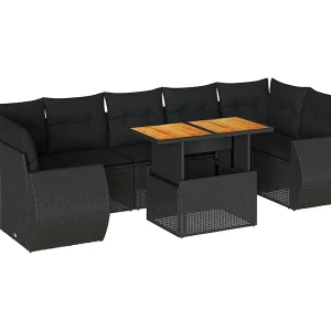 8-delige Loungeset met kussens poly rattan zwart 8-delige Loungeset met kussens poly rattan zwart
