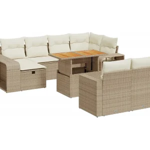 11-delige Tuinset met kussens poly rattan beige 11-delige Tuinset met kussens poly rattan beige