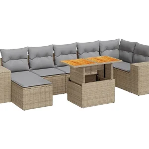 8-delige Loungeset met kussens poly rattan beige 8-delige Loungeset met kussens poly rattan beige