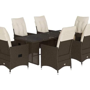 7-delige Tuinset met kussens poly rattan bruin 7-delige Tuinset met kussens poly rattan bruin