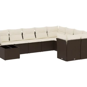 10-delige Loungeset met kussens poly rattan bruin 10-delige Loungeset met kussens poly rattan bruin
