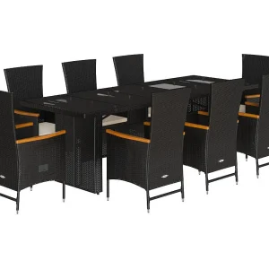 9-delige Tuinset poly rattan zwart 9-delige Tuinset poly rattan zwart