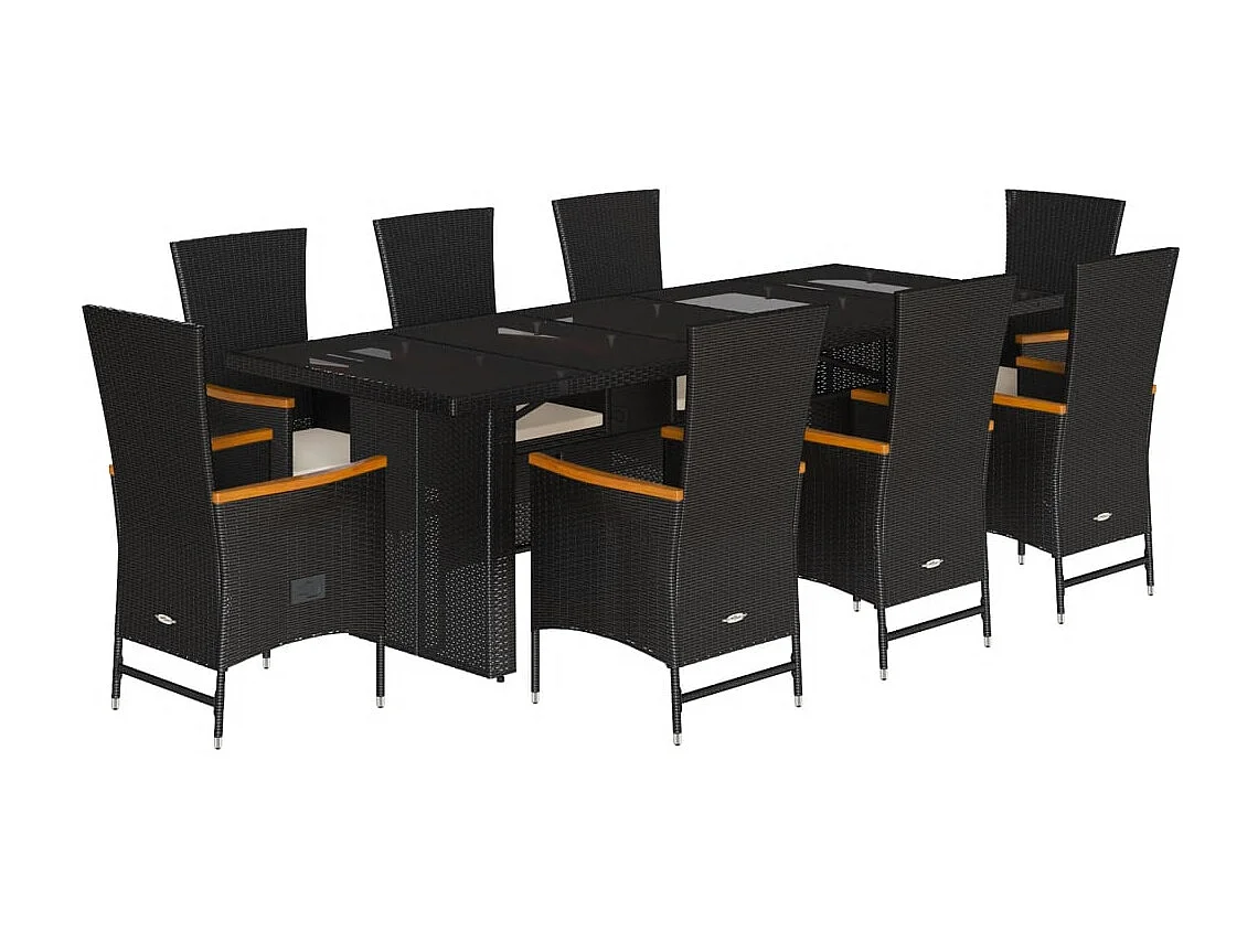 9-delige Tuinset poly rattan zwart