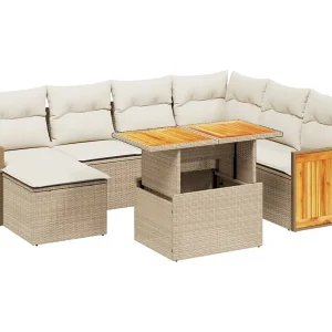 8-delige Loungeset met kussens poly rattan beige 8-delige Loungeset met kussens poly rattan beige