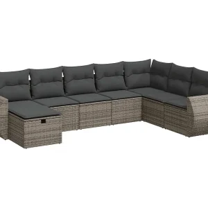 8-delige Loungeset met kussens poly rattan grijs 8-delige Loungeset met kussens poly rattan grijs