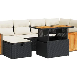 8-delige Loungeset met kussens poly rattan zwart 8-delige Loungeset met kussens poly rattan zwart