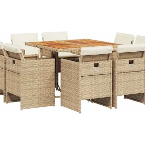 9-delige Tuinset met kussens poly rattan beige 9-delige Tuinset met kussens poly rattan beige