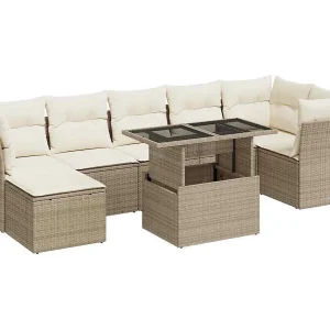 8-delige Loungeset met kussens poly rattan beige 8-delige Loungeset met kussens poly rattan beige