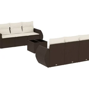 7-delige Loungeset met kussens poly rattan bruin 7-delige Loungeset met kussens poly rattan bruin